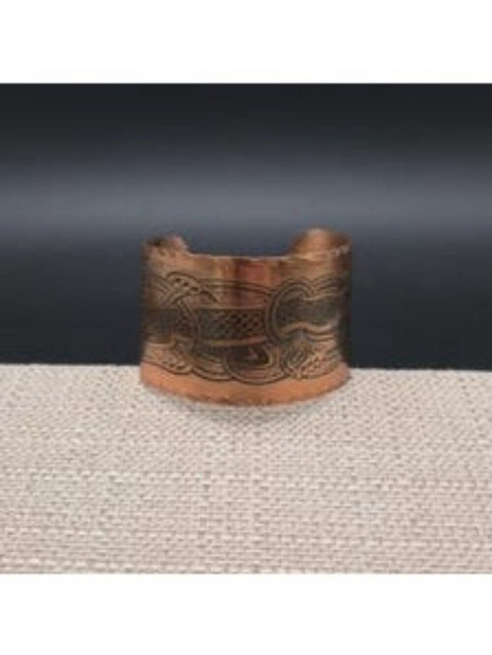 7 Inch Vintage Celtic Knot Copper Cuff Bracelet | Wide Etched Norse Dragon B1476
